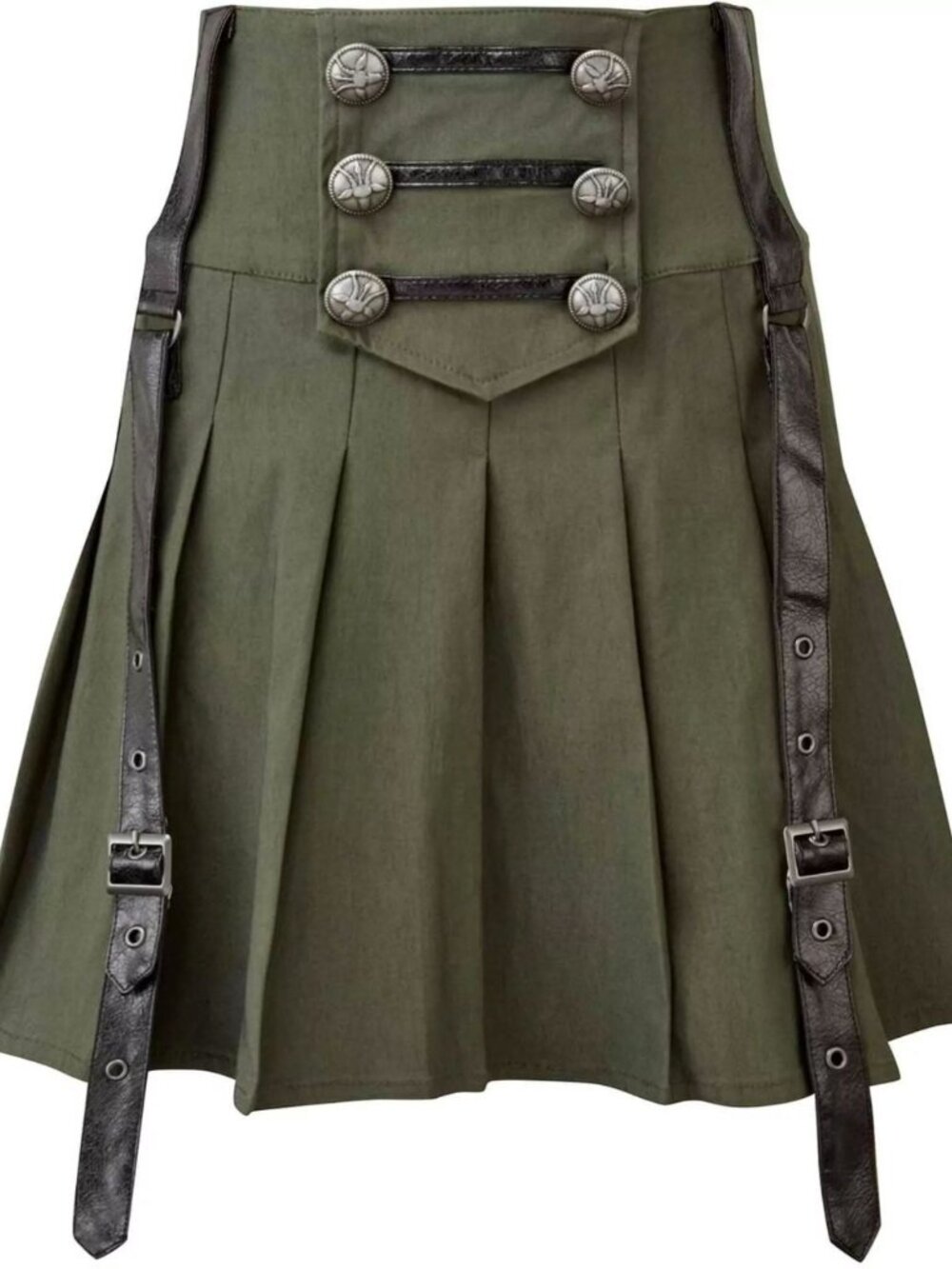 Killstar ✦ Dark Academy Mini Skirt ✦ Khaki Pleated Gothic School‑Core S NWT - Picture 2 of 9